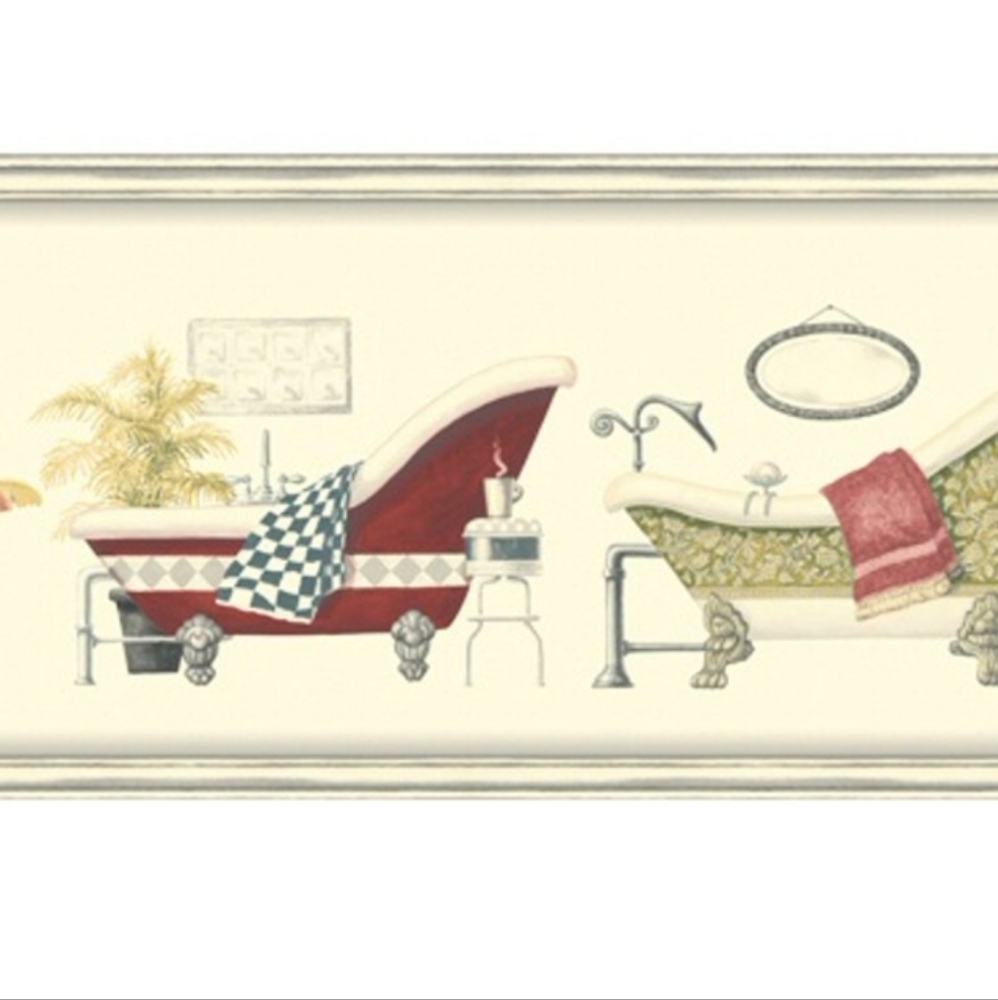 Wallpaper Border Claw Foot Bathtubs